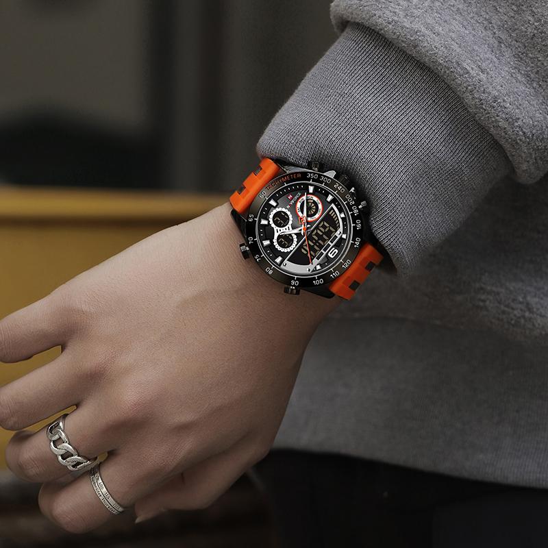 Wristwatches Men's Creative Big Dial Digital LED Quartz Dual Display Watches NAVIFORCE Brand Sports Military Water Ressistance Silicone