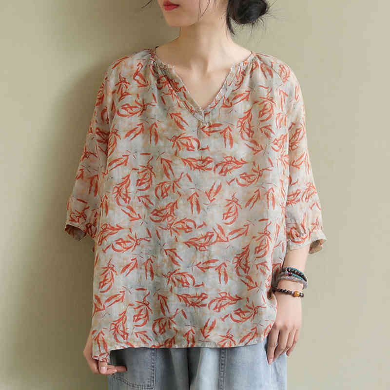 Johnature Women Vintage T-Shirts Print Floral Half Sleeve Loose Soft Cotton Blend Spring Casual Clothes Female Tshirts 210521, Red
Johnature Women Vintage T-Shirts Print Floral Half Sleeve Loose Soft Cotton Blend Spring Casual Clothes Female Tshirts 210521, Red
