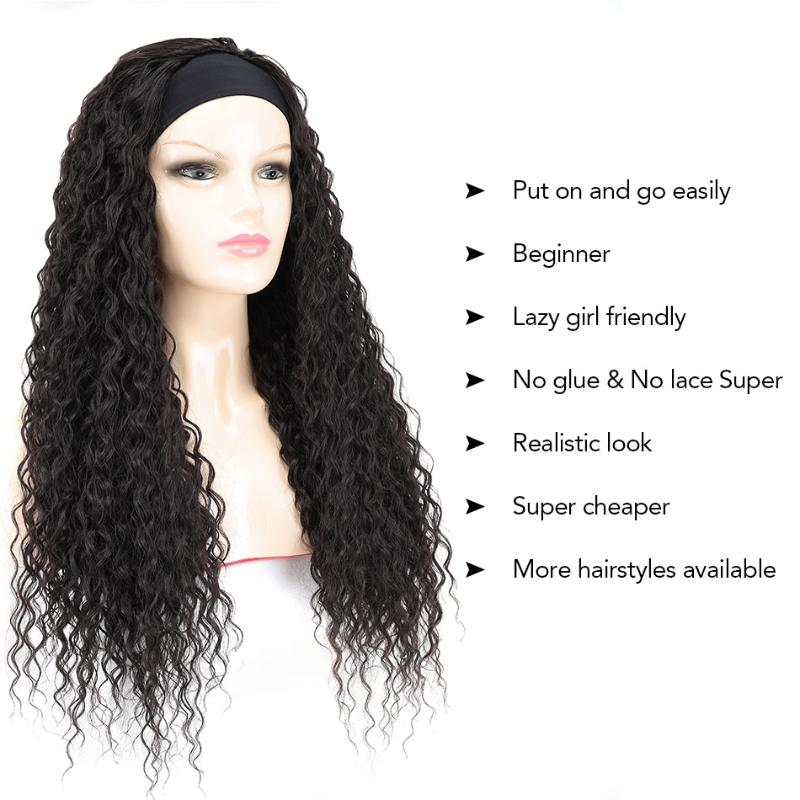 Synthetic Wigs MEEPO Water Wave Ice Headband For Black Women 28Inch70CM Long Grip Scarf Wig Full Machine Made