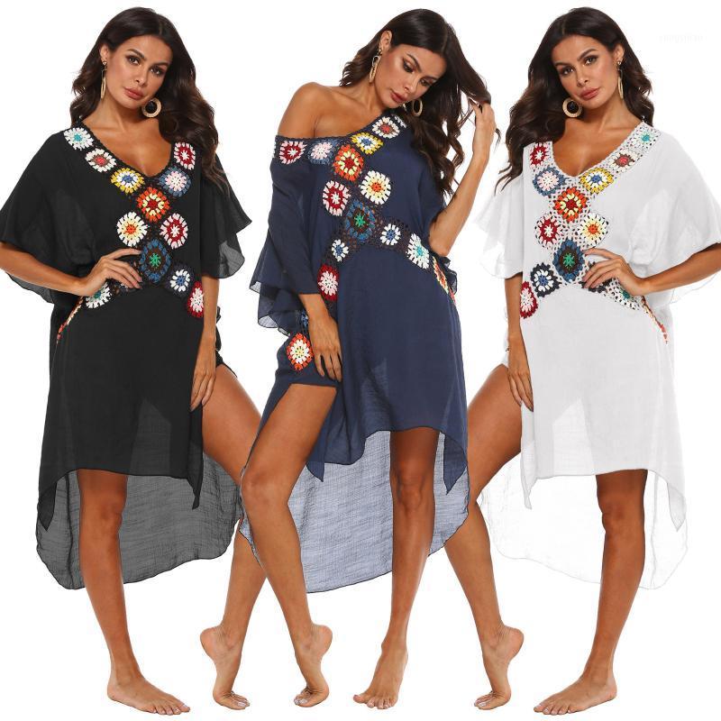 Cross-Border Women's Sexy Deep V Hand Hook Stitching Beach Bikini Blouse Irregular Split Dress Cover Up Woman Swimwear, White
Cross-Border Women's Sexy Deep V Hand Hook Stitching Beach Bikini Blouse Irregular Split Dress Cover Up Woman Swimwear, White