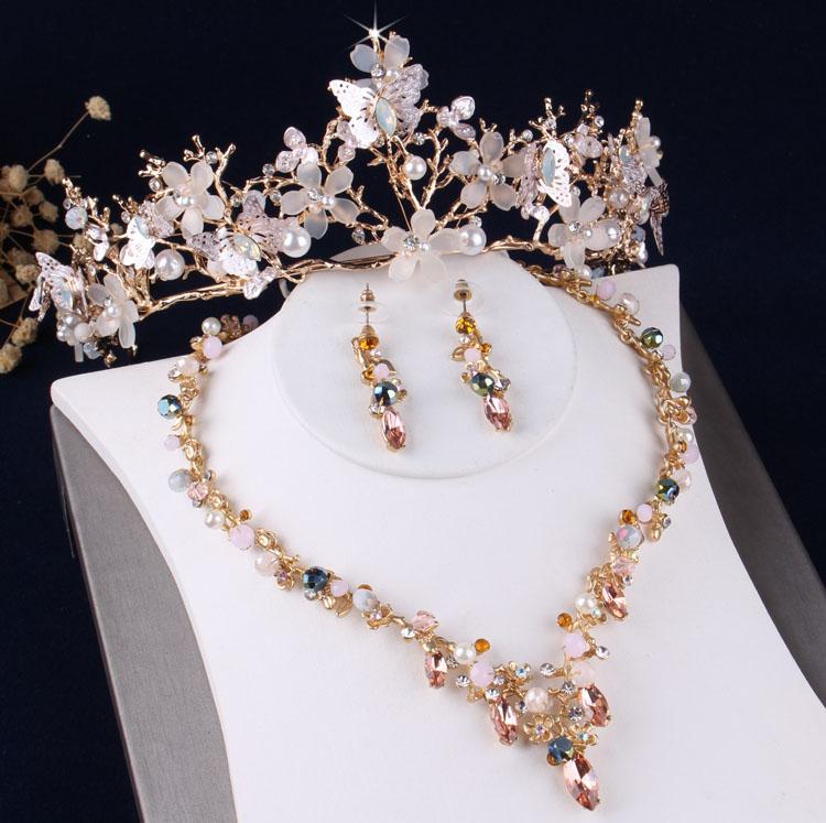 Wedding Jewelry Sets Baroque Gold Crystal Butterfly Bridal Necklace Earrings Tiara Set African Beads Hair Ornaments, Slivery;golden
Wedding Jewelry Sets Baroque Gold Crystal Butterfly Bridal Necklace Earrings Tiara Set African Beads Hair Ornaments, Slivery;golden