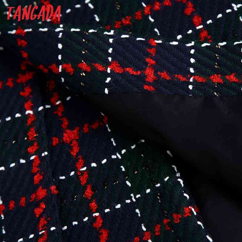 Women Chic Fashion Decorative Metal Check Skirts Vintage High Waist Back Zipper Female BE371 210416