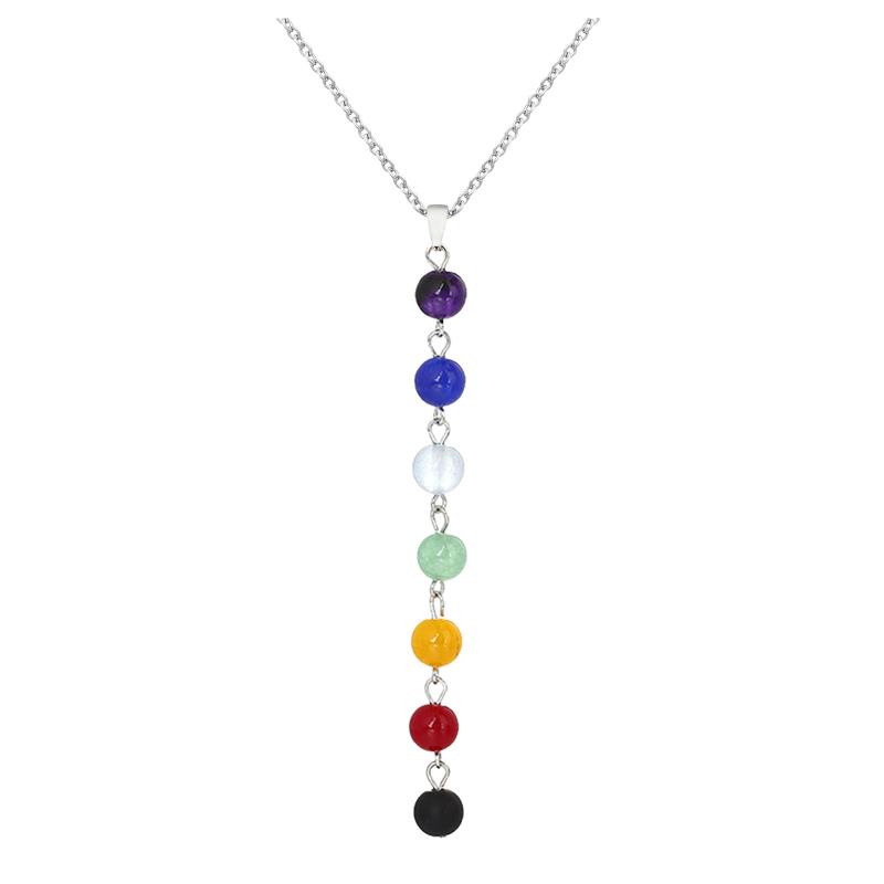 Chains Woman Beaded Necklace7 Chakra Stones Pendant Necklace Beads Gemstone Healing Jewelry Pendants Reiki Spiritual Yoga Penda