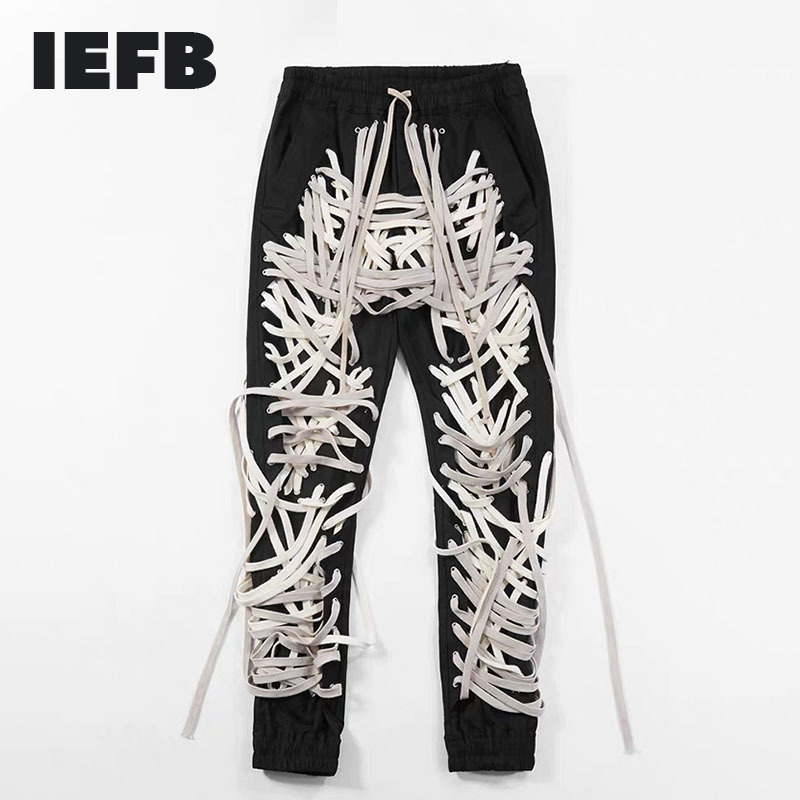 IEFB /men's wear high street Patchwork strings Bandage male's Trouser High Waist Casual Slim Pants Streetwear Fashion 210524, Black strings
IEFB /men's wear high street Patchwork strings Bandage male's Trouser High Waist Casual Slim Pants Streetwear Fashion 210524, Black strings