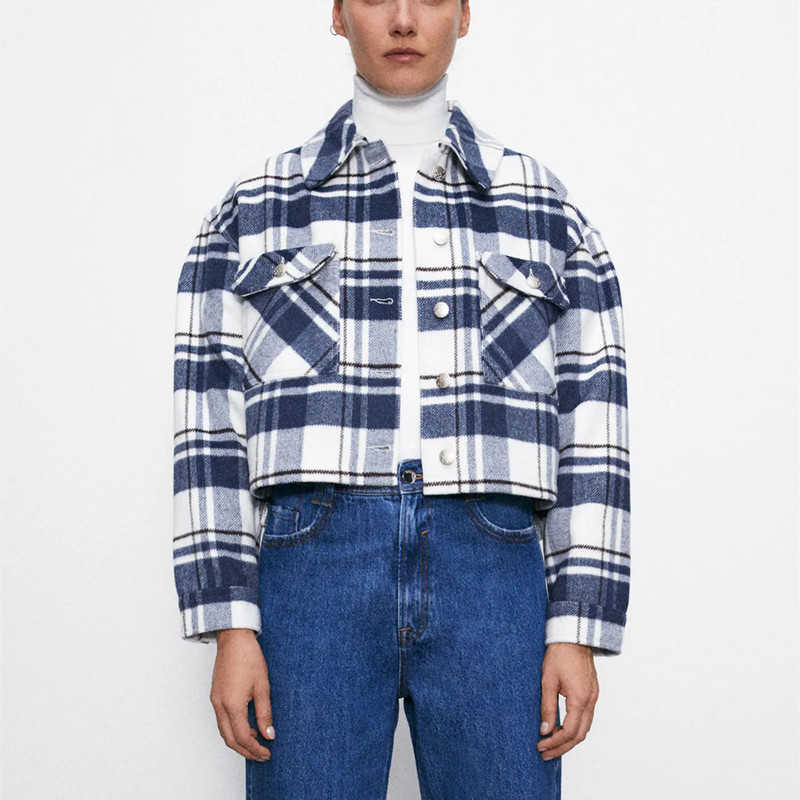 Za Autumn Plaid Crop Jacket Coat Women Long Sleeve Front Patch Pockets Overshirt Female Fashion Short Office Jackets Top 210602, As picture
Za Autumn Plaid Crop Jacket Coat Women Long Sleeve Front Patch Pockets Overshirt Female Fashion Short Office Jackets Top 210602, As picture