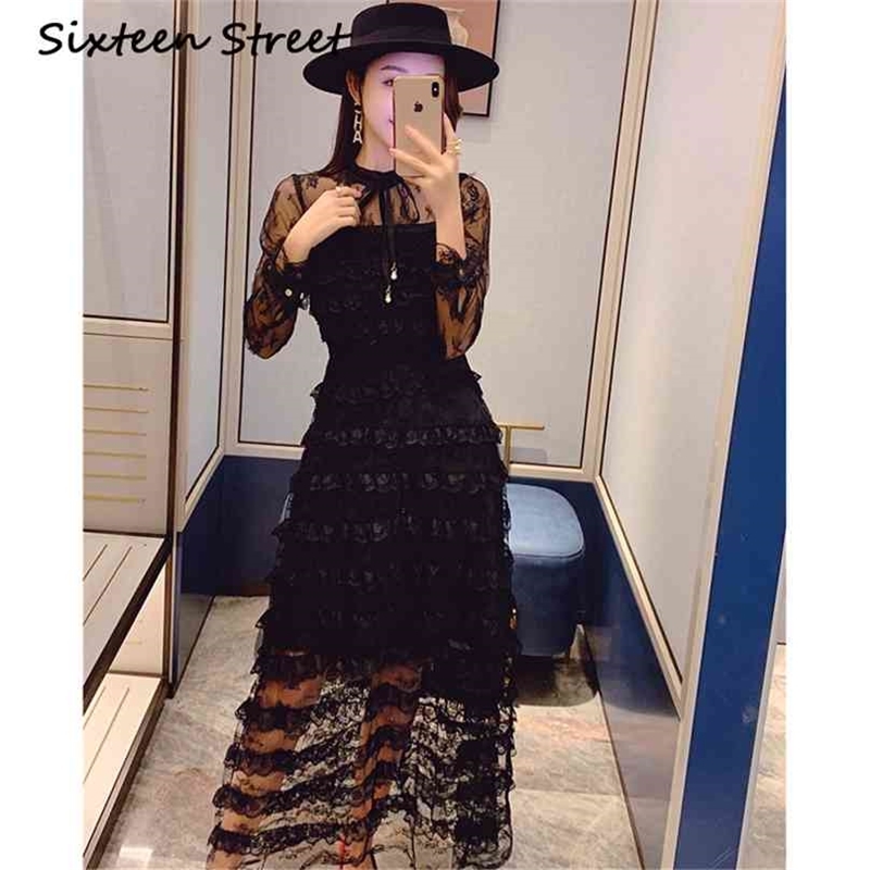 Autumn Black Lace Dress Woman Long-sleeve Cascading Ruffle O-neck Casual Elegant Party Female Design 210603, Burgundy
Autumn Black Lace Dress Woman Long-sleeve Cascading Ruffle O-neck Casual Elegant Party Female Design 210603, Burgundy