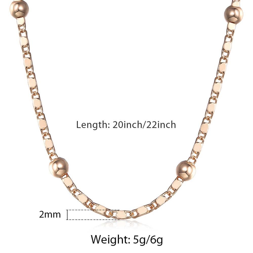 Fanshion Rose Gold Necklace chain Curb Weaving Rope Snail Link Beaded Chain for Men Women Classic Jewelry Gifts CNN1B