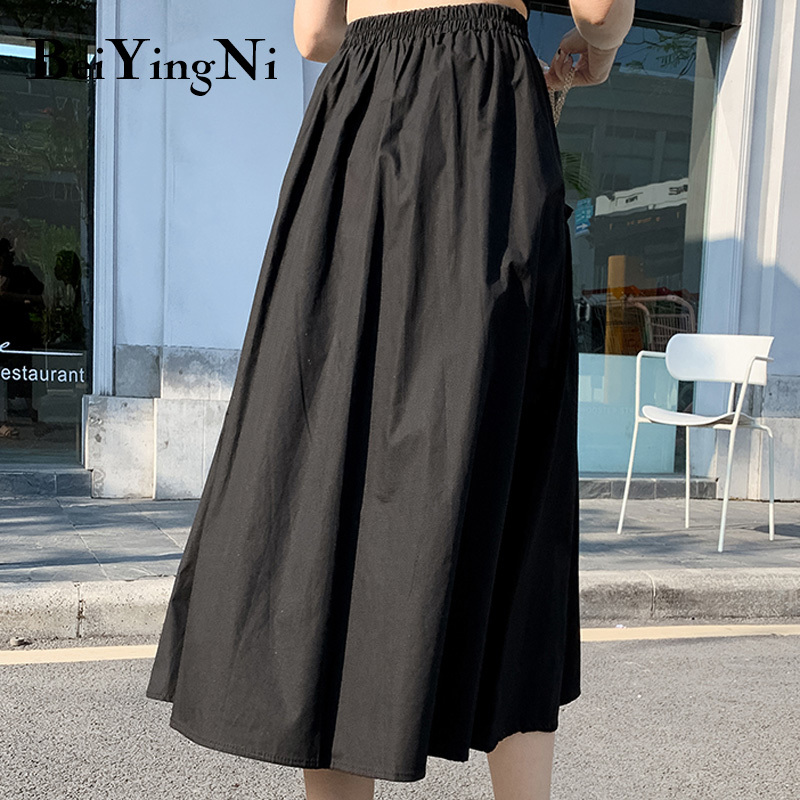 White A Line Midi Skirts Womens Pockets High Waist Chic Korean Vintage Slim Skirt Woman Patchwork Harajuku Streetwear 210506