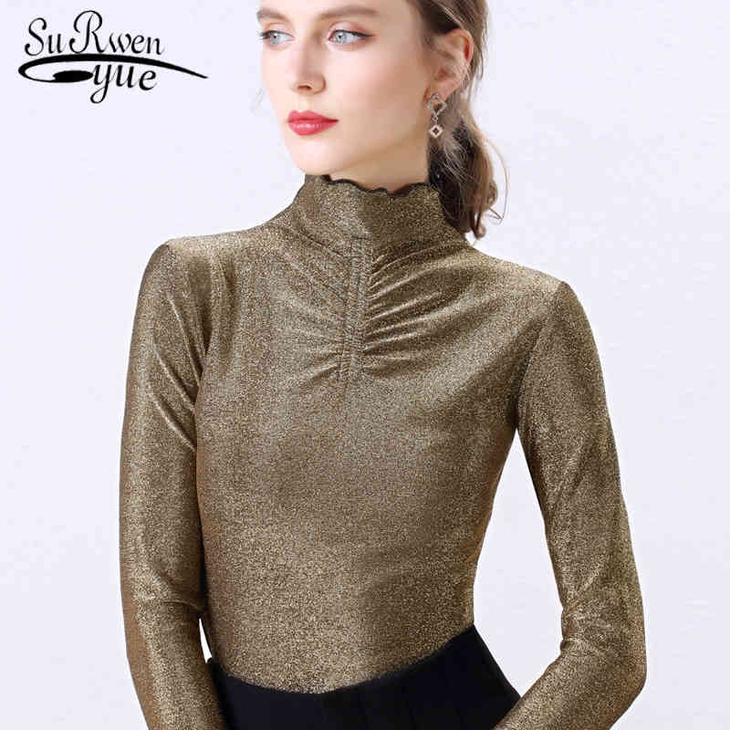 Fashion Slim Long Sleeve Women Shirt Korean Clothing Solid Turtleneck Autumn elegant vintage tops 5911 50 210521, Gold
Fashion Slim Long Sleeve Women Shirt Korean Clothing Solid Turtleneck Autumn elegant vintage tops 5911 50 210521, Gold