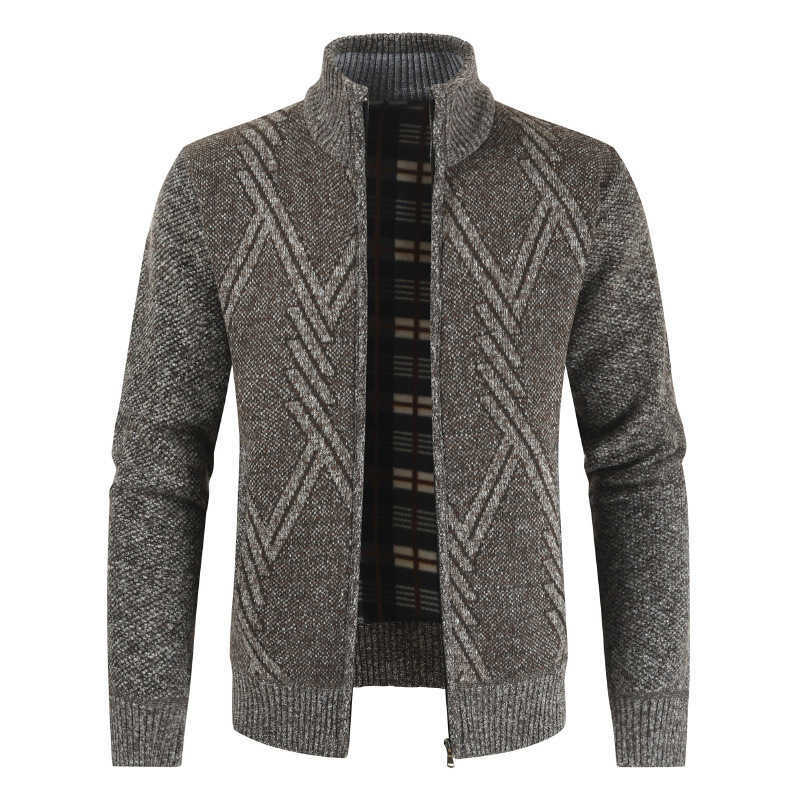 AIOPESON Autumn Winter Jacket Men Coats Solid Slim Fit Thick Fleece Coats Men Jacket Casual Stand Collar Zip Jacket Men 211009