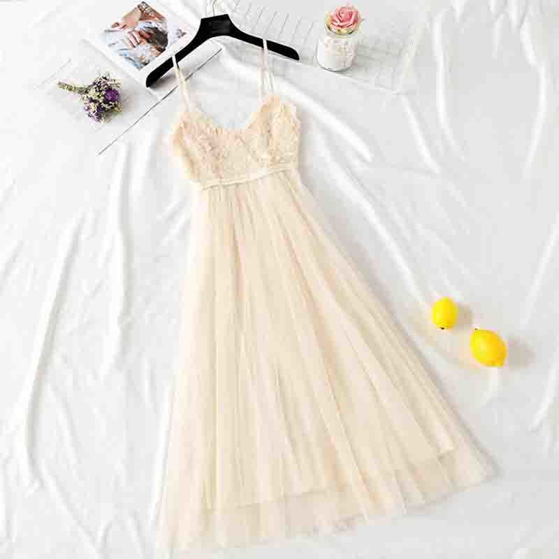 Summer Women's V-neck Strap Dress Vintage Sleeveless Sequin Mesh A-line Dress Female Elegant Sling Fairy Beach Dresses 210521
