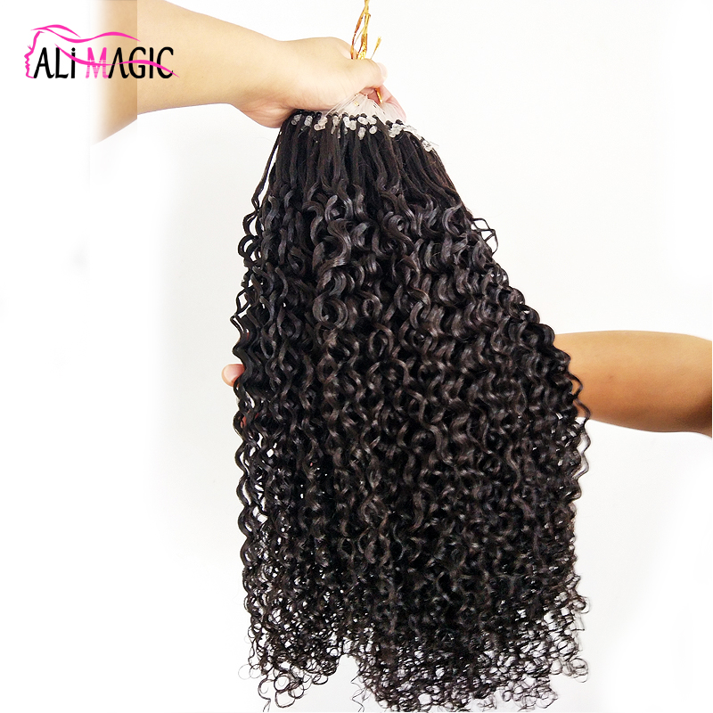 Remy Loop Micro Ring Beads Tipped Curly Human Hair Extensions 100Strands 100g Human Micro Loop 28 Factory Outlet 9A Human Hair Bundles