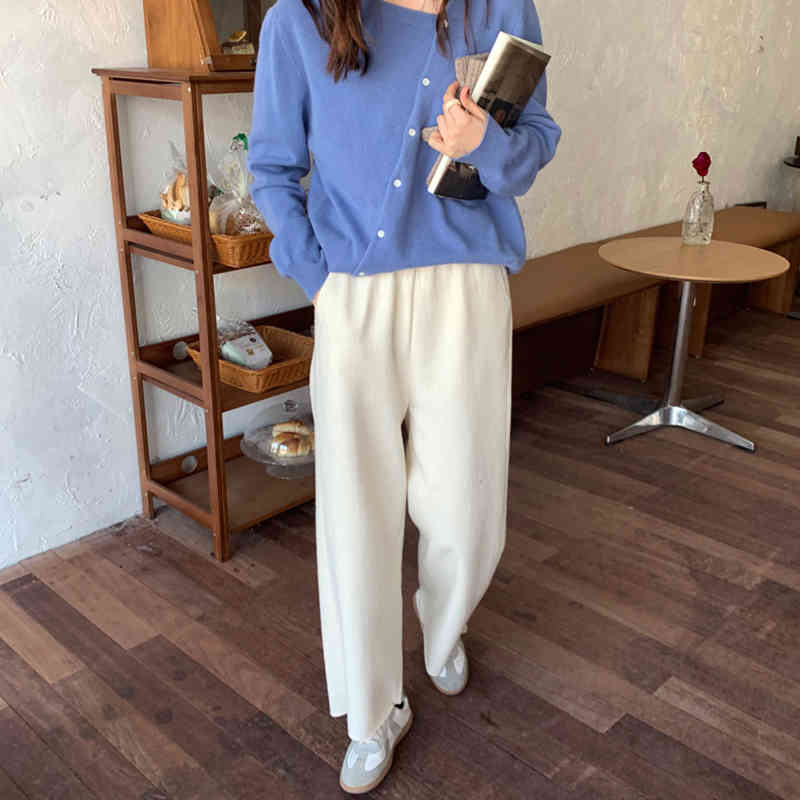 Nomikuma Causal Woolen Women Pants Autumn Winter New Stretch High Waist Ankle Trousers Korean Straight Pants Mujer 6D260 210427