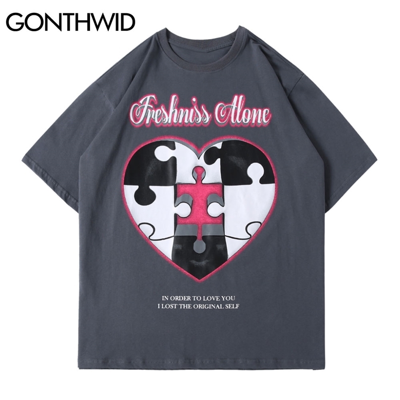 T-Shirts Streetwear Harajuku Men Summer Puzzle Heart Print Short Sleeve Tees Shirt Cotton Casual Hip Hop Loose Tops 210602, Black
T-Shirts Streetwear Harajuku Men Summer Puzzle Heart Print Short Sleeve Tees Shirt Cotton Casual Hip Hop Loose Tops 210602, Black