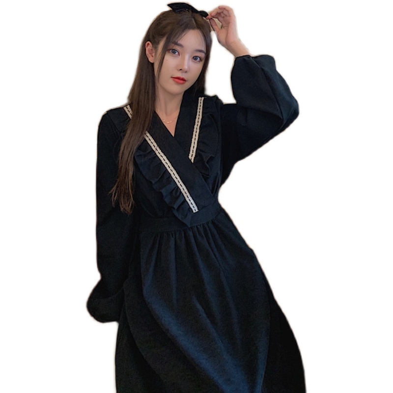 L-4XL Spring Girls Women Print Long Sleeve Womens Dresses Female Vintage Dress Party Robe Femme Vestido Autumn 210417