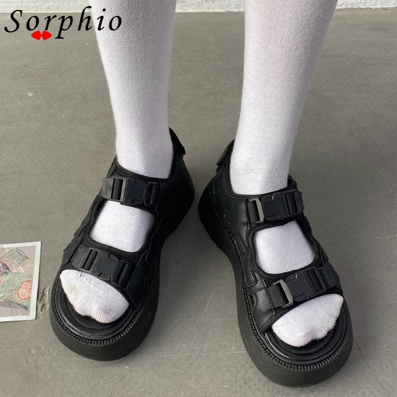 Sandals Summer Platform Thick Soled Buckle Strap Japanese Open Toe For Girls Black White Fashion Casual Sport Shoes Women's
Sandals Summer Platform Thick Soled Buckle Strap Japanese Open Toe For Girls Black White Fashion Casual Sport Shoes Women's