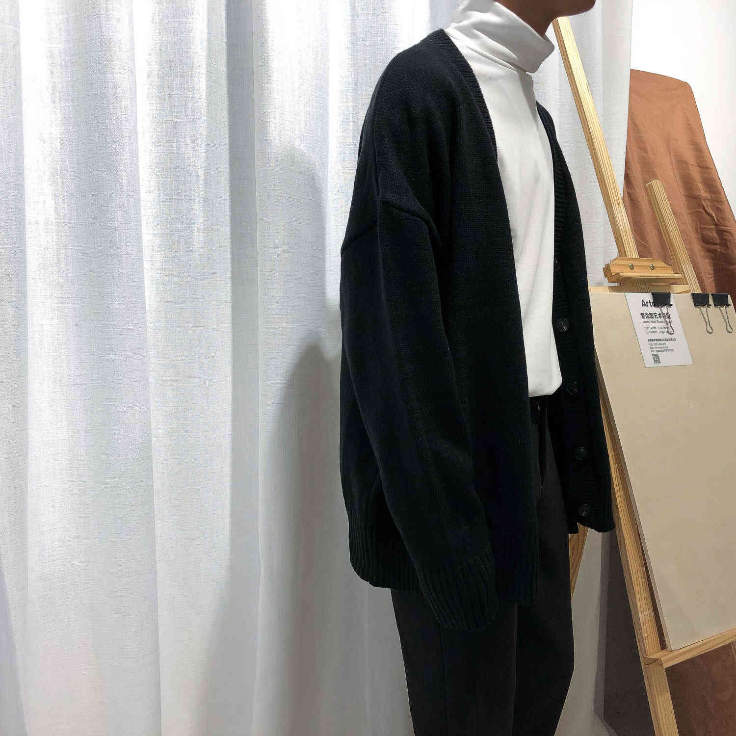 IEFB / men's and women's wear spring Solid Color all-match Long Sleeve High collar t-shirt for male simple 9Y1212 210524