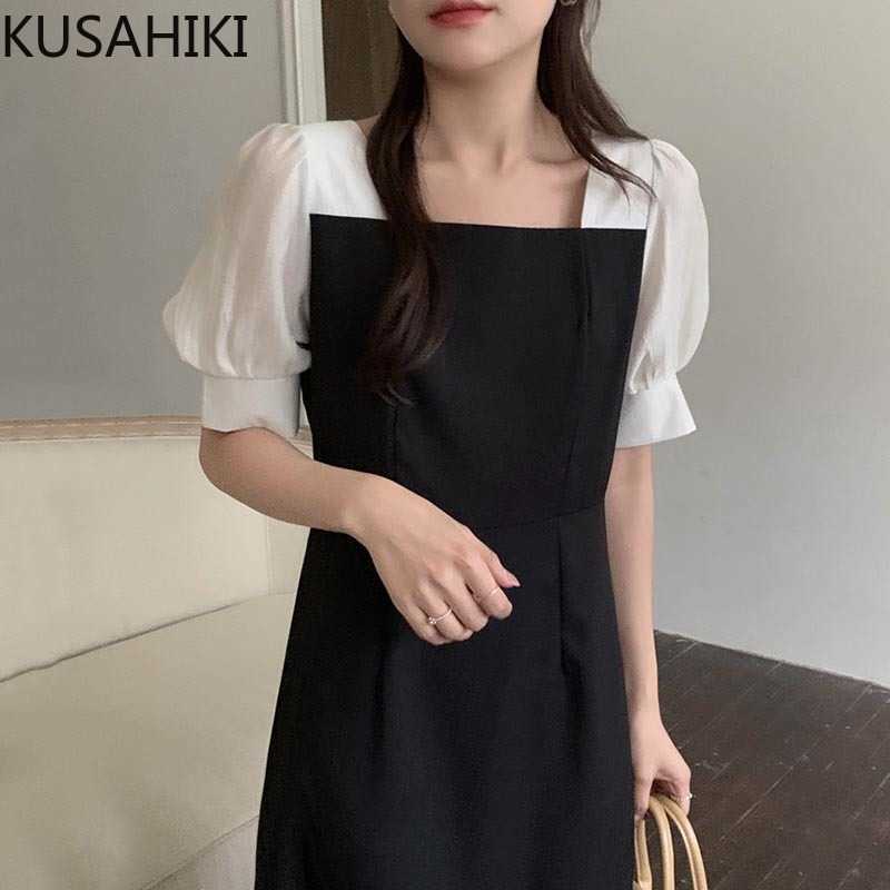 KUSAHIKI Korean Chic Summer Woman Dress Mesh Puff Sleeve Hit Color Patchwork Dresses High Waist A-line Elegant Vestidos 6H038 210602, Black
KUSAHIKI Korean Chic Summer Woman Dress Mesh Puff Sleeve Hit Color Patchwork Dresses High Waist A-line Elegant Vestidos 6H038 210602, Black