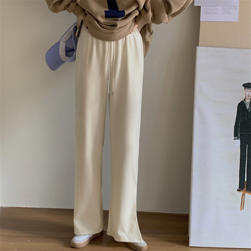 Office Lady Trousers Chic Split Solid Korean Slim High Waist Stylish Women Streetwear All Match Casual Pants 210421