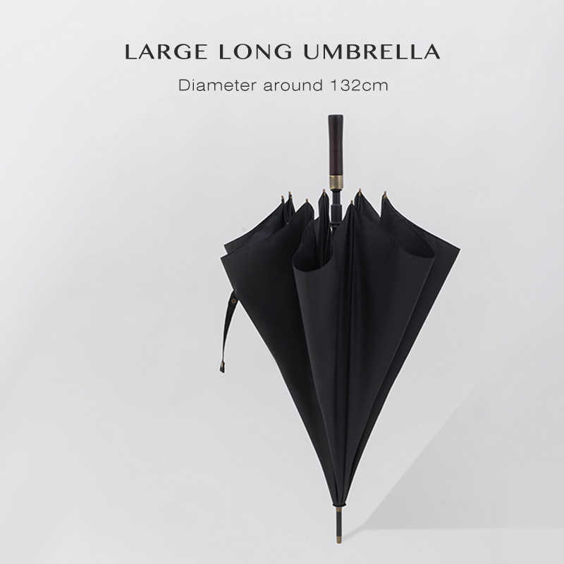Parachase 132cm Big Umbrella Men Business Strong Long Handle Rain Women Windproof Stick Golf Large s Wooden 8K 210721