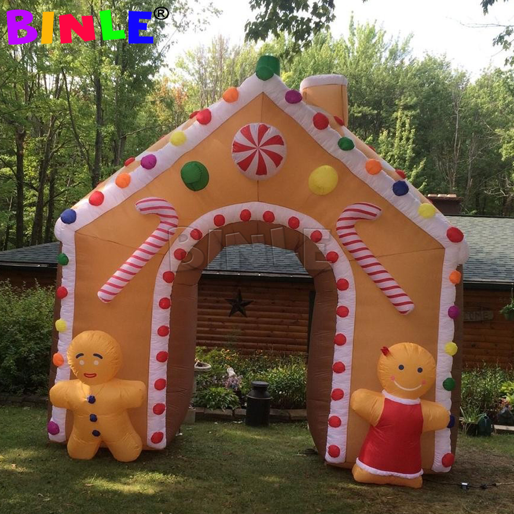 Giant Inflatable Gingerbread House With LED Lights Christmas Airblown Archway Arch Gate For Outdoor Yard Garden Lawn Decoration