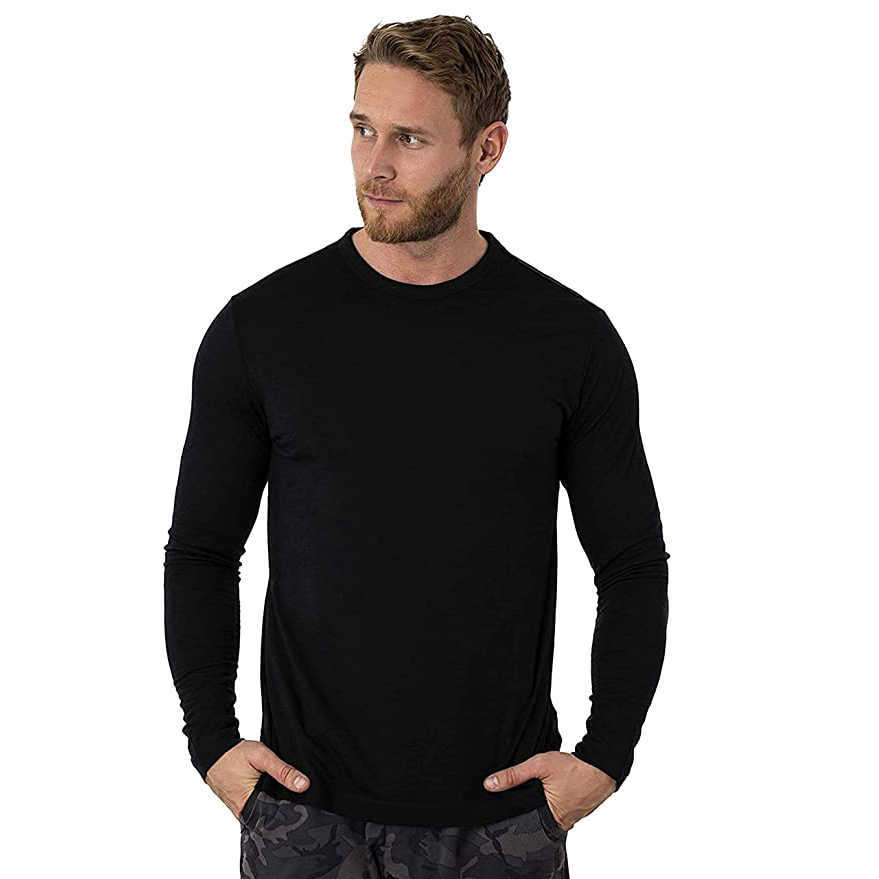 Men's 100% Merino Wool Thermal long sleeve T Shirt Base Laye 240g Wicking Breathable Anti-Odor 210629