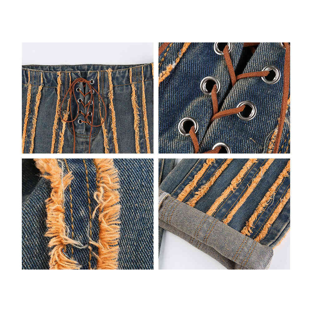 Women Vintage Striped Straight Denim Pants High Waist Aesthetic Wide Leg Trousers Streetwear Harajuku Loose Jeans 210428