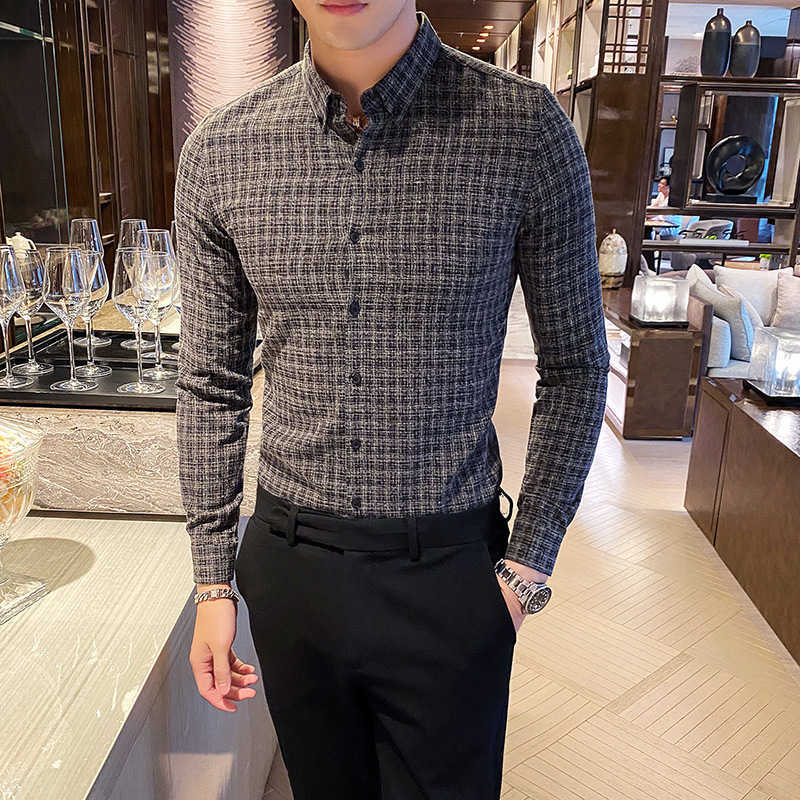 Business Casual Plaid Shirts Men Long Sleeve Slim Fit Formal Dress Shirts British Style Office Social Party Blouse Chemise Homme 210527, Gray
Business Casual Plaid Shirts Men Long Sleeve Slim Fit Formal Dress Shirts British Style Office Social Party Blouse Chemise Homme 210527, Gray