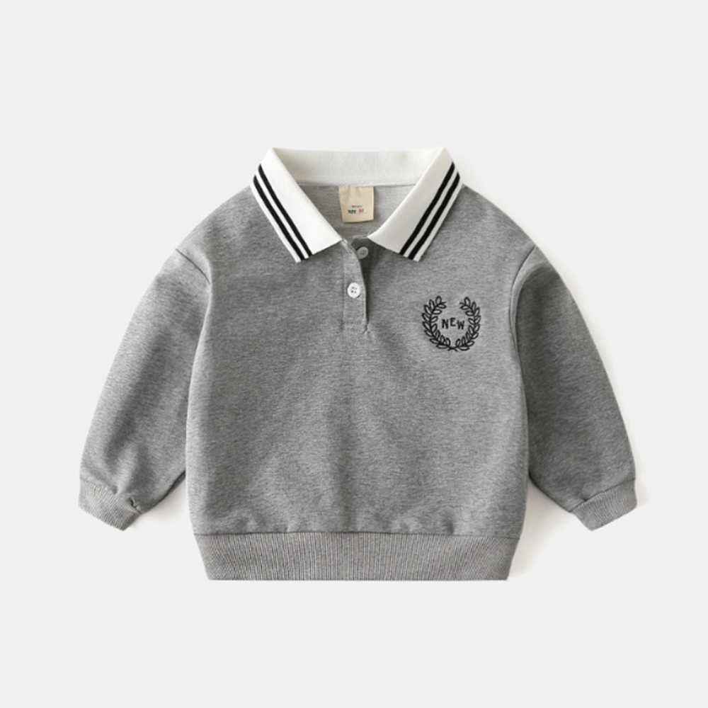 Mudkingdom Boys Sweatshirts Long Sleeve Pullover Casual Tops Fashion Embroidery Lapel Clothes Spring Autumn 210615