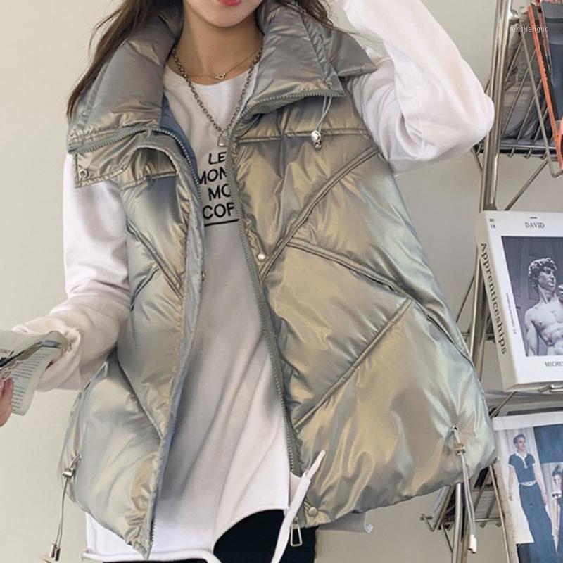 Women's Vests Glossy Winter Puffer Vest Jacket Women Solid Turn Down Collar Zipper Quilted Ladies Sleeveless Loose Korean Sty Waistcoat, Black
Women's Vests Glossy Winter Puffer Vest Jacket Women Solid Turn Down Collar Zipper Quilted Ladies Sleeveless Loose Korean Sty Waistcoat, Black