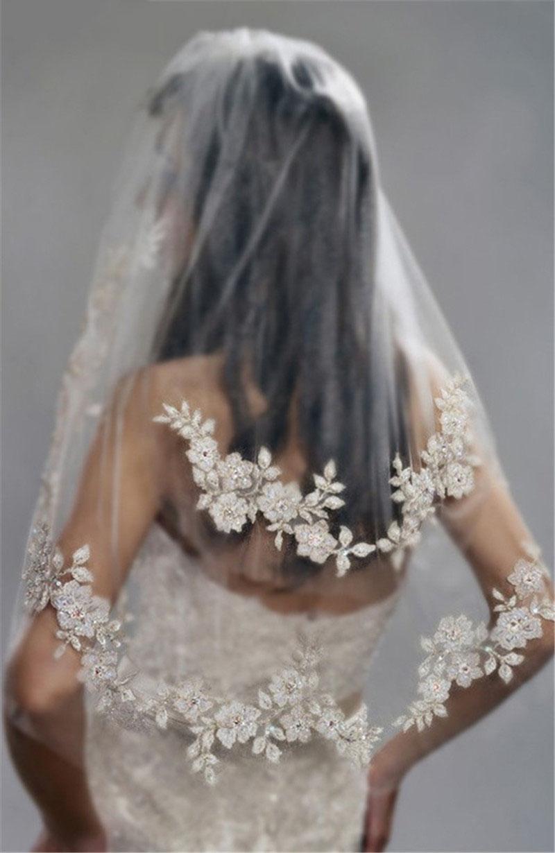 Bridal Veils White Ivory Lace Short Wedding 2021 With Comb Accessories Velo De Novia Vail