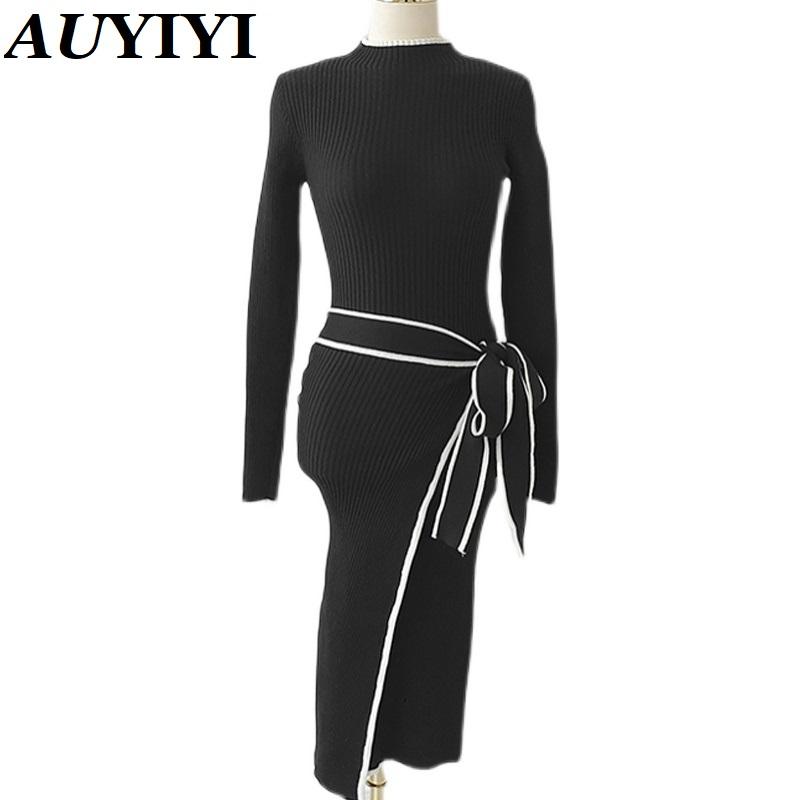 Casual Dresses AUYIYI 2021 Winter Korean Style Fashion And Elegant Temperament Slim Mid-Length Lace-Up Waist Core-Spun Sweater Dress, Black
Casual Dresses AUYIYI 2021 Winter Korean Style Fashion And Elegant Temperament Slim Mid-Length Lace-Up Waist Core-Spun Sweater Dress, Black