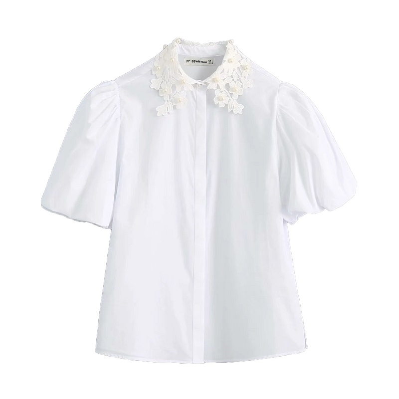 Women Sweet Fashion Faux Pearl Beading Decoration Blouses Vintage Lapel Collar Puff Sleeve Shirts Girls Casual Chic Tops 210520, As picture
Women Sweet Fashion Faux Pearl Beading Decoration Blouses Vintage Lapel Collar Puff Sleeve Shirts Girls Casual Chic Tops 210520, As picture
