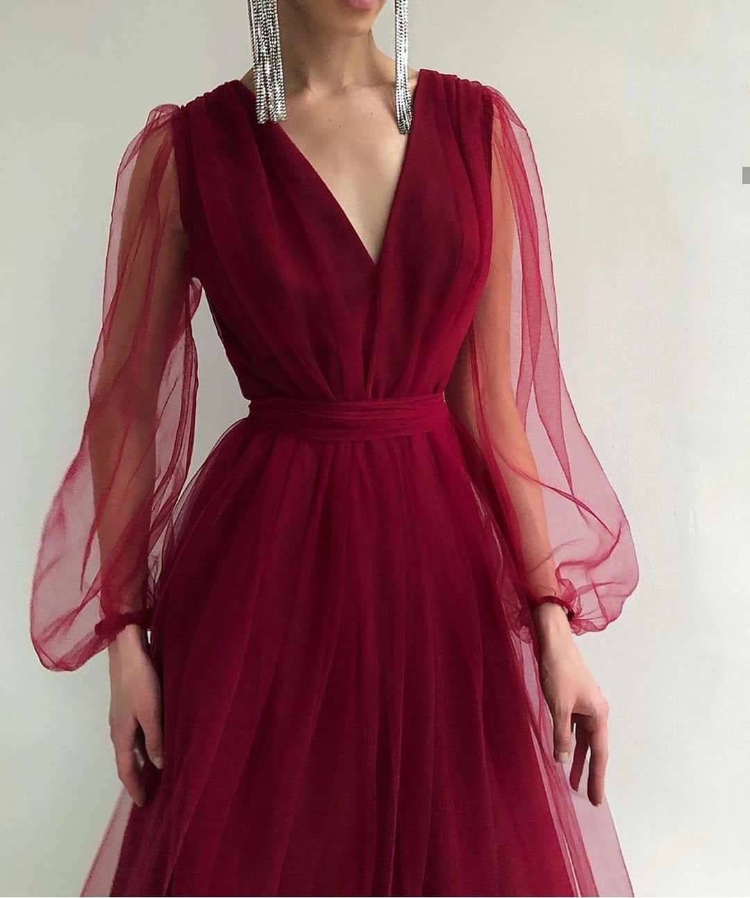 Women Dress Mesh Temperament Party es Deep V Neck Lantern Sleeve Maxi High Waist Large Swing Plus Size es 210513