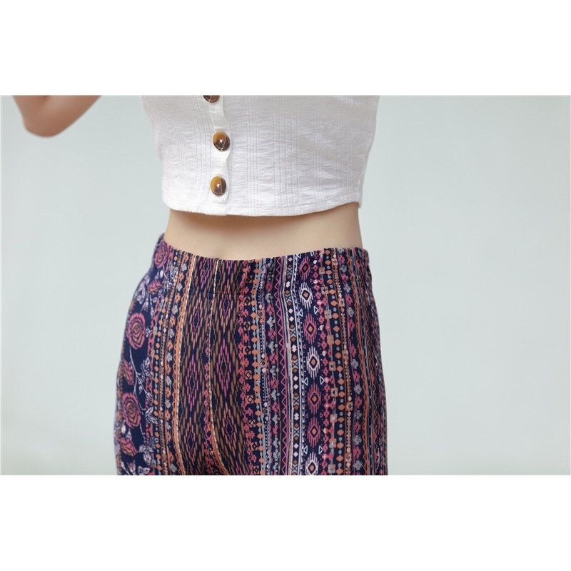 Ethnic Geometric Striped Floral Print Flare Pants Women Bohemian Tribal African Hippie Bell Leggings Bottom Long Trousers 210429