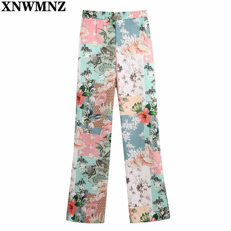 women Vintage patchwork print wide-leg trousers Female high-waist back elastic pockets Ladies Chic pants 210520, Multi
women Vintage patchwork print wide-leg trousers Female high-waist back elastic pockets Ladies Chic pants 210520, Multi