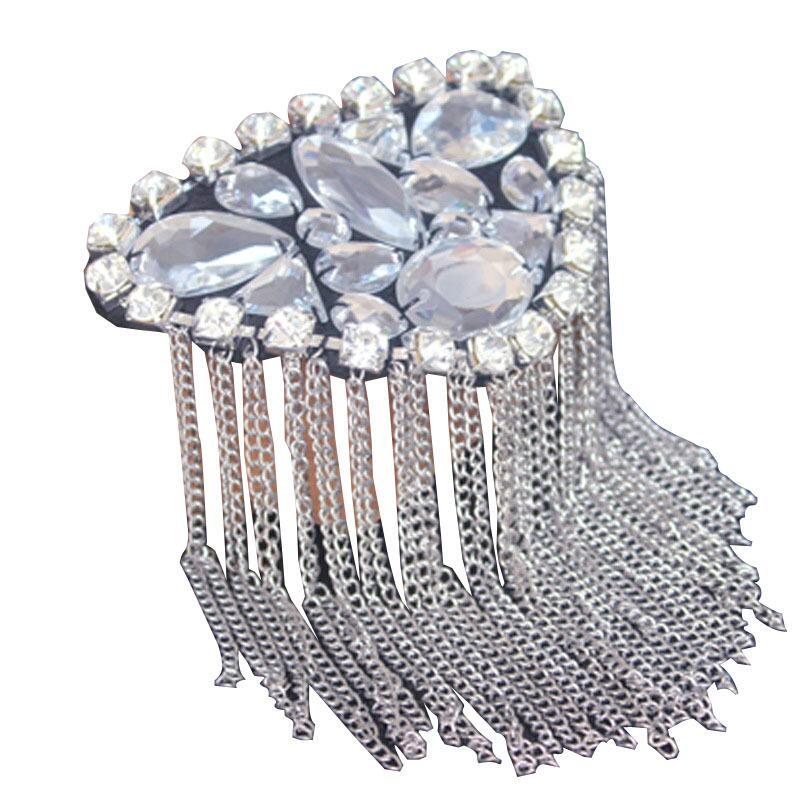 2 pcs Punk Handmade Jewelry Tassel Rhinestones Crystal Epaulettes Clothing Accessories Brooch Epaulet Shoulder Brooches
2 pcs Punk Handmade Jewelry Tassel Rhinestones Crystal Epaulettes Clothing Accessories Brooch Epaulet Shoulder Brooches
