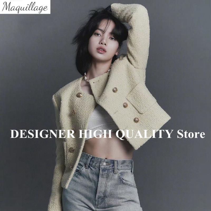 Spring Fashion O-neck Gold Double Breasted Short Design Tweed Jacket Yellow Pocket 78% Wool Blends Casual Retro Coat Women's &
Spring Fashion O-neck Gold Double Breasted Short Design Tweed Jacket Yellow Pocket 78% Wool Blends Casual Retro Coat Women's &
