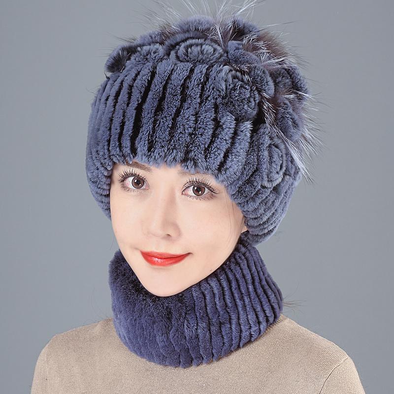 Beanies Women Winter Luxury Real Rex Fur Hat Scarf 2 Pieces Knitted Top Natural Cap Scarves Sets
Beanies Women Winter Luxury Real Rex Fur Hat Scarf 2 Pieces Knitted Top Natural Cap Scarves Sets