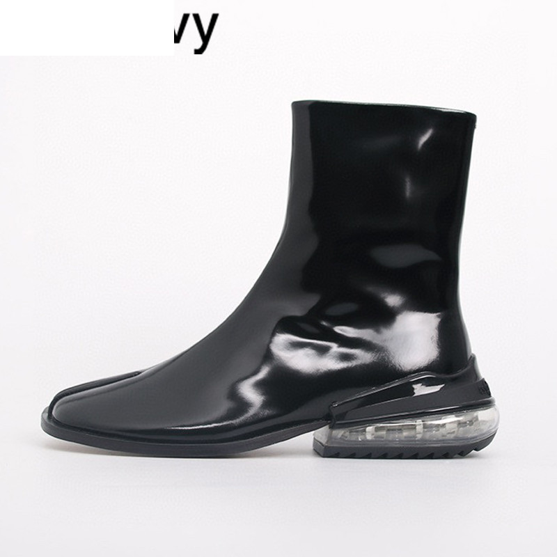 Boots Transparent air cushion short boots Woman flat heel split Toe genuine Leather ankle Botas pig trotter horseshoe ZG09, Black mat
Boots Transparent air cushion short boots Woman flat heel split Toe genuine Leather ankle Botas pig trotter horseshoe ZG09, Black mat