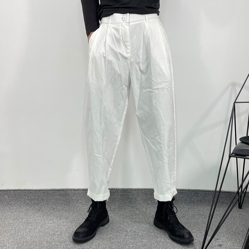 Original Spring And Summer Fashion Men's Dark Black Simple Loose Tooling Straight Pants