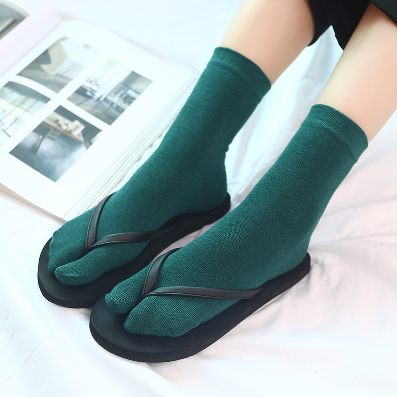 Unisex Japanese Style Couples Tabi Toe Socks Cotton Breathable Separate Kimono Flip FlopTwo Fingers Harajuku Split Toes Ninja Geta Sock for Men Women