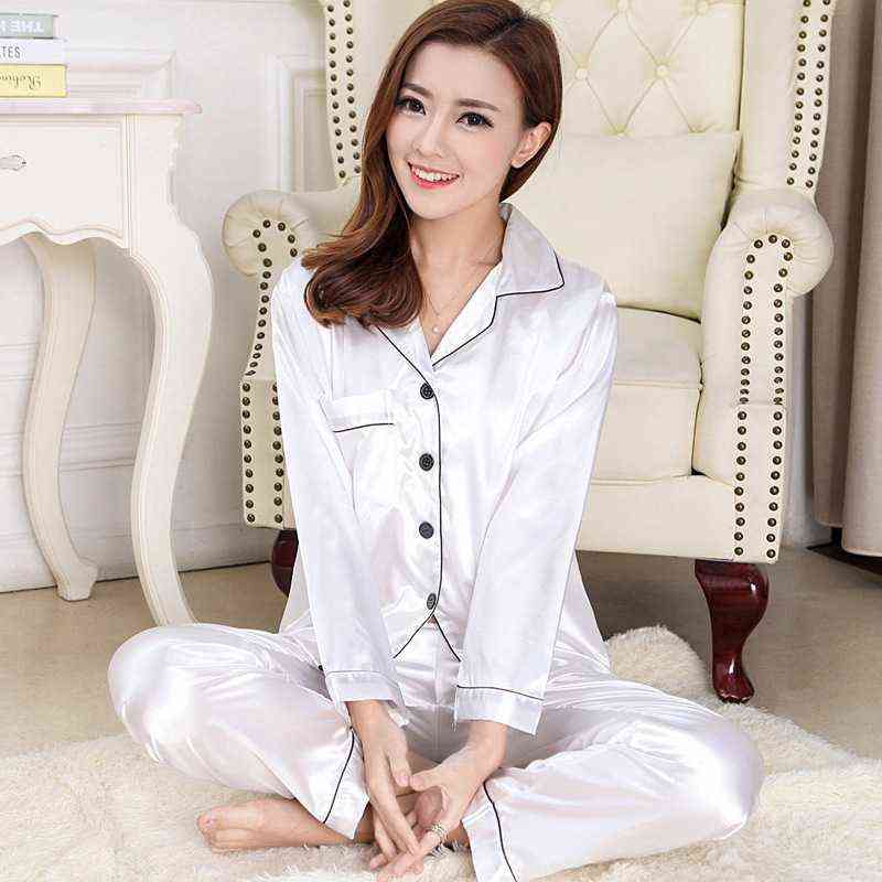 Pajamas for Women Silk Pajamas Solid Sleepwear Satin Silk Pyjamas Plus Size Lingere Loungewear Sleep Tops Sexy Pijama Pajamas 211109