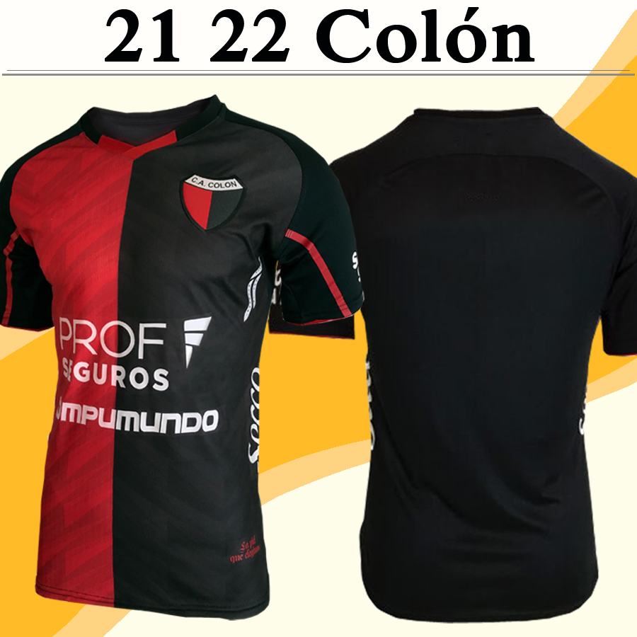 2021 2022 Club Atlético Colón Mens Soccer Jerseys Home Red Black Footall Shirts Short Sleeve Uniform, Qm4027 21 22 home