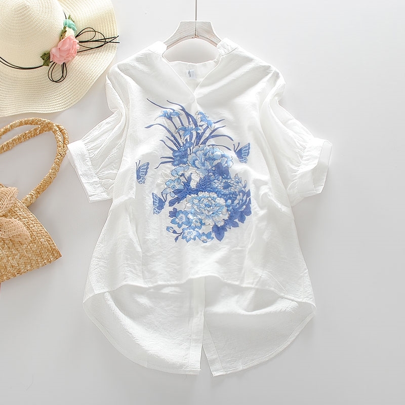 VANOVICH Korean Style Women Blouses and Tops Fashion Print Summmer Short Sleeve Cotton Linen Clothing 210615
VANOVICH Korean Style Women Blouses and Tops Fashion Print Summmer Short Sleeve Cotton Linen Clothing 210615