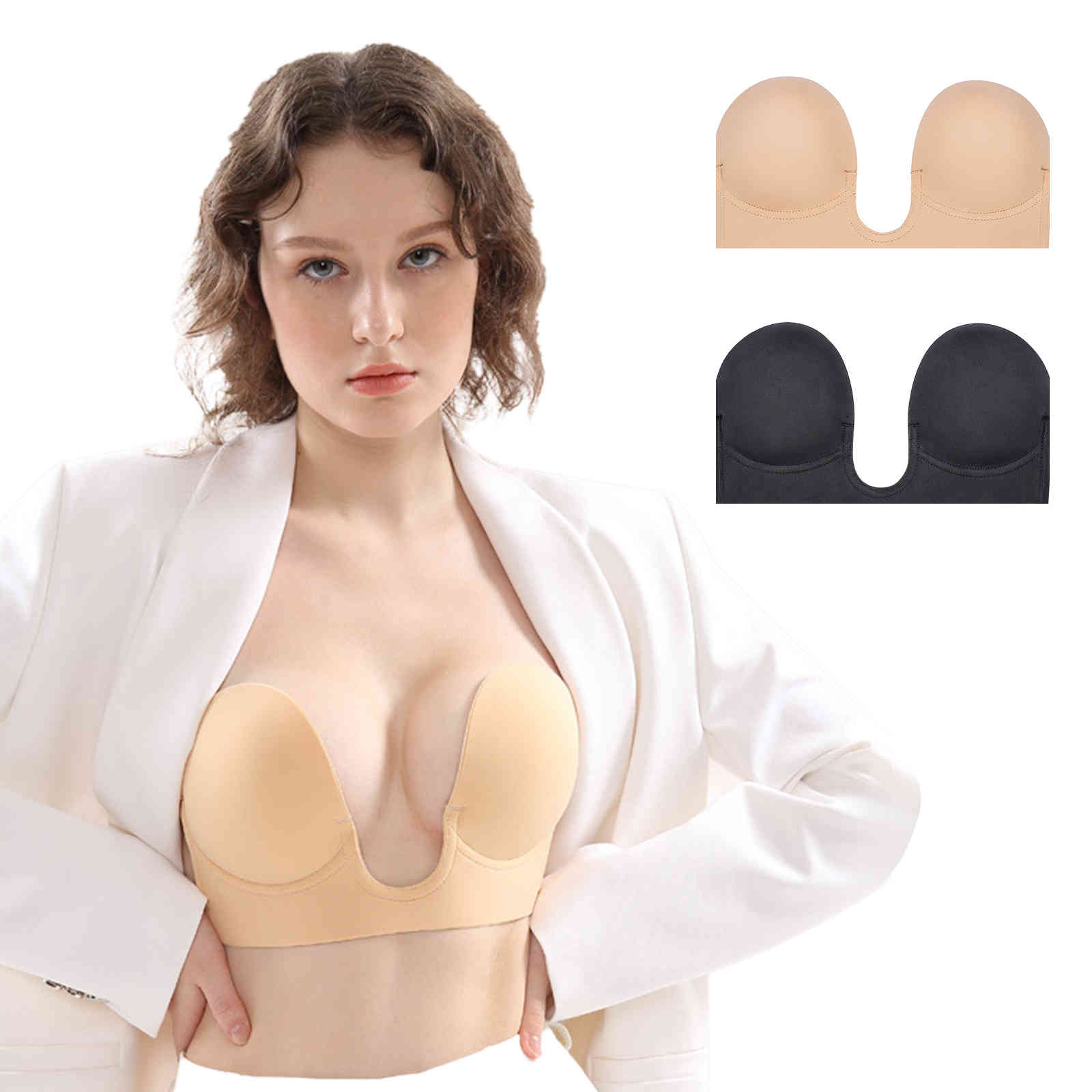 Women's Non-shoulder Straps, No Steel Rims, Solid Color Underwear, Women's Sticky Bra, Half A Cup of 1/2 Cup Invisible Silicone 210515