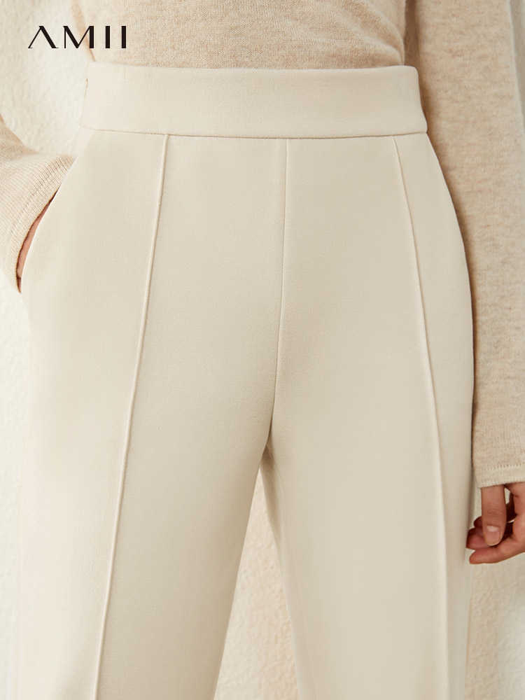 Minimalism Autumn Women's Pants Fashion Solid High Waist Straight Suit Ankel-length trousers 12070464 210527