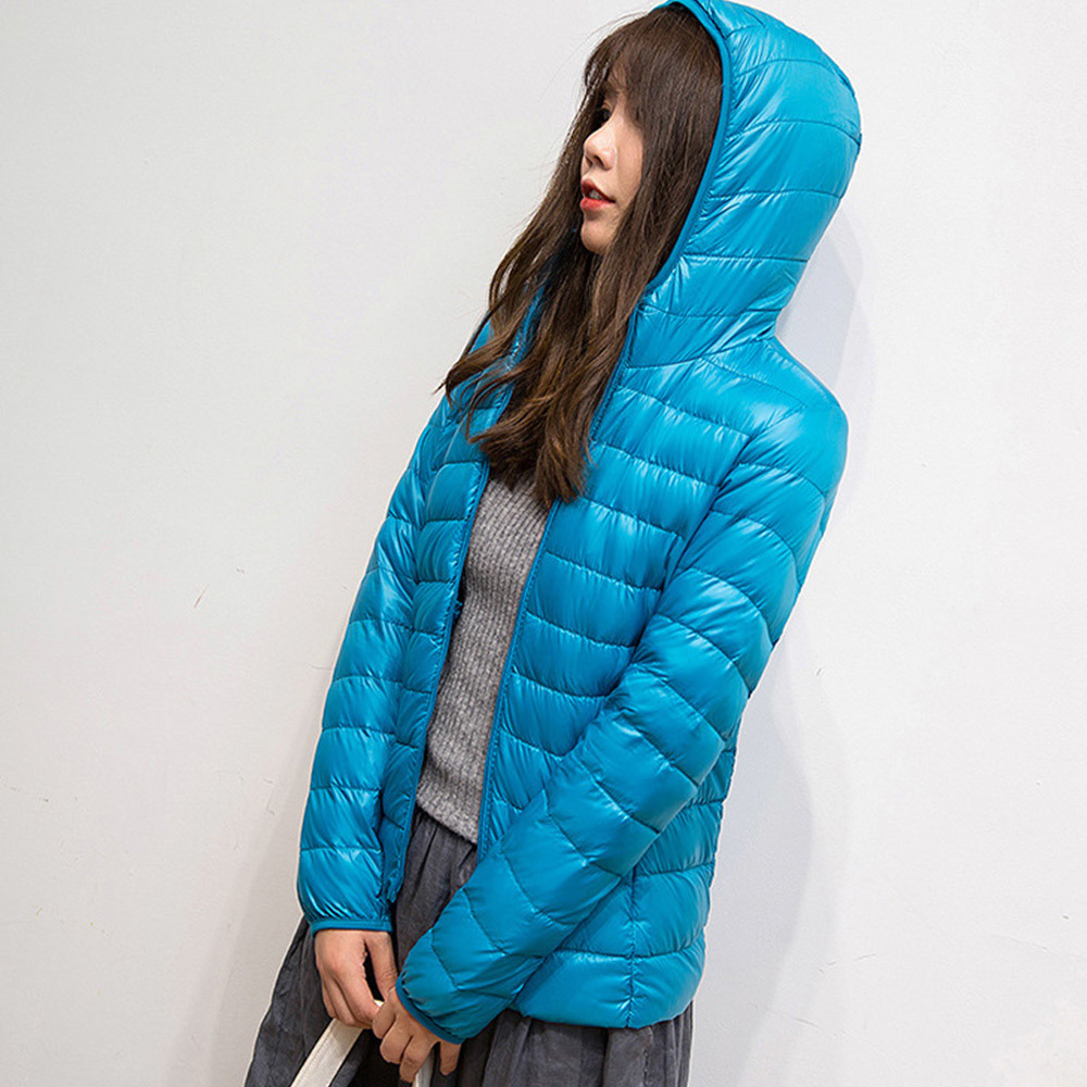 Ultra-light Plus Size Thin Down Jacket Women Autumn Winter Slim Short Hooded Warm White Duck Coat Women's Outerwear 210428