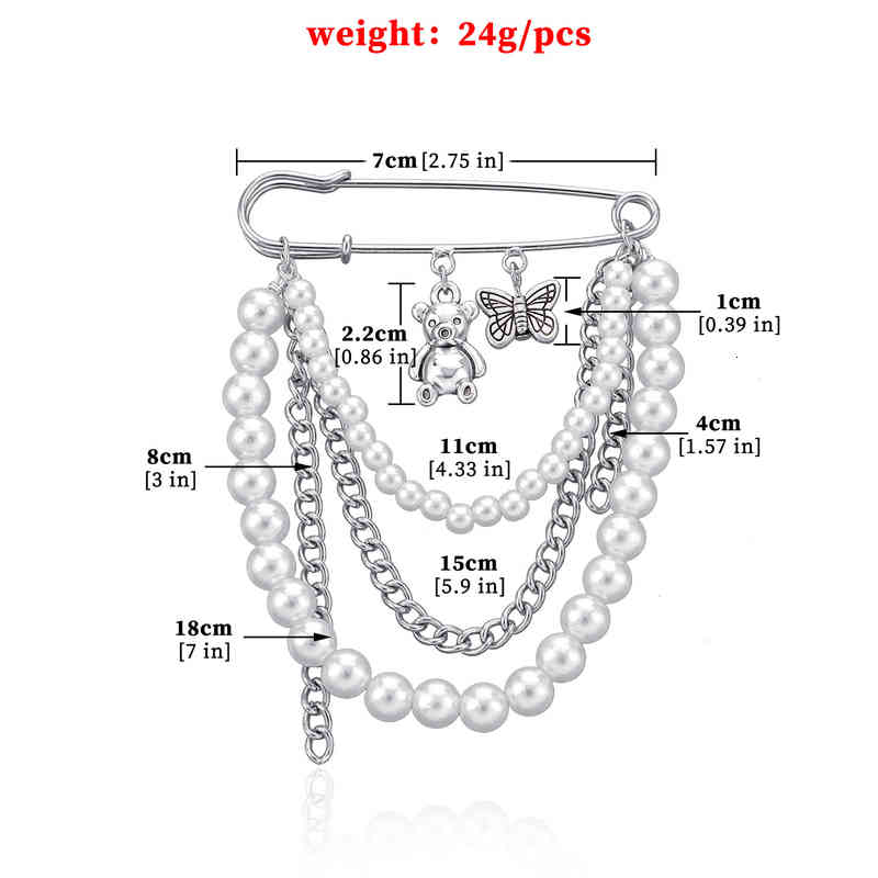 Brooch Jewelry Products Butterfly Bear Pearl Chain Fashion Multi Element Pin Accessories