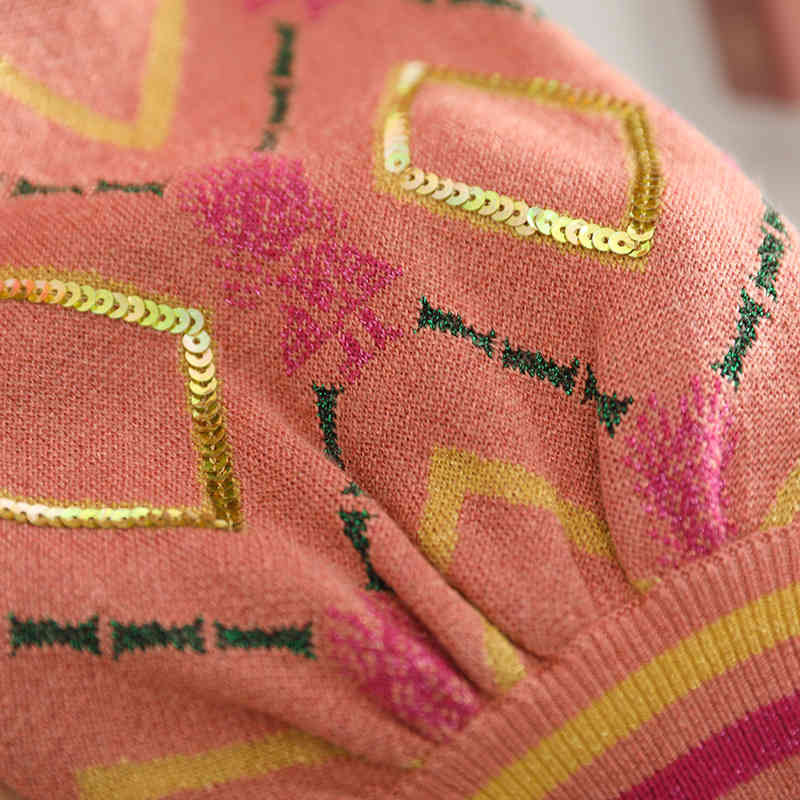 Fashion Spring Fall Knit Cropped Cardigan Lantern Sleeve Casual V-Neck Slim Argyle Women Sweater Outwear High Quality C-180 210522